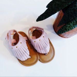 Pink & Gold Fringe Sandals